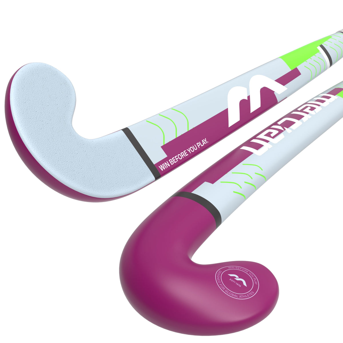 HSGECF2525PRO Hockey Stick PUR CF25 ProPurple_2 Sticks Angled Head to Handle